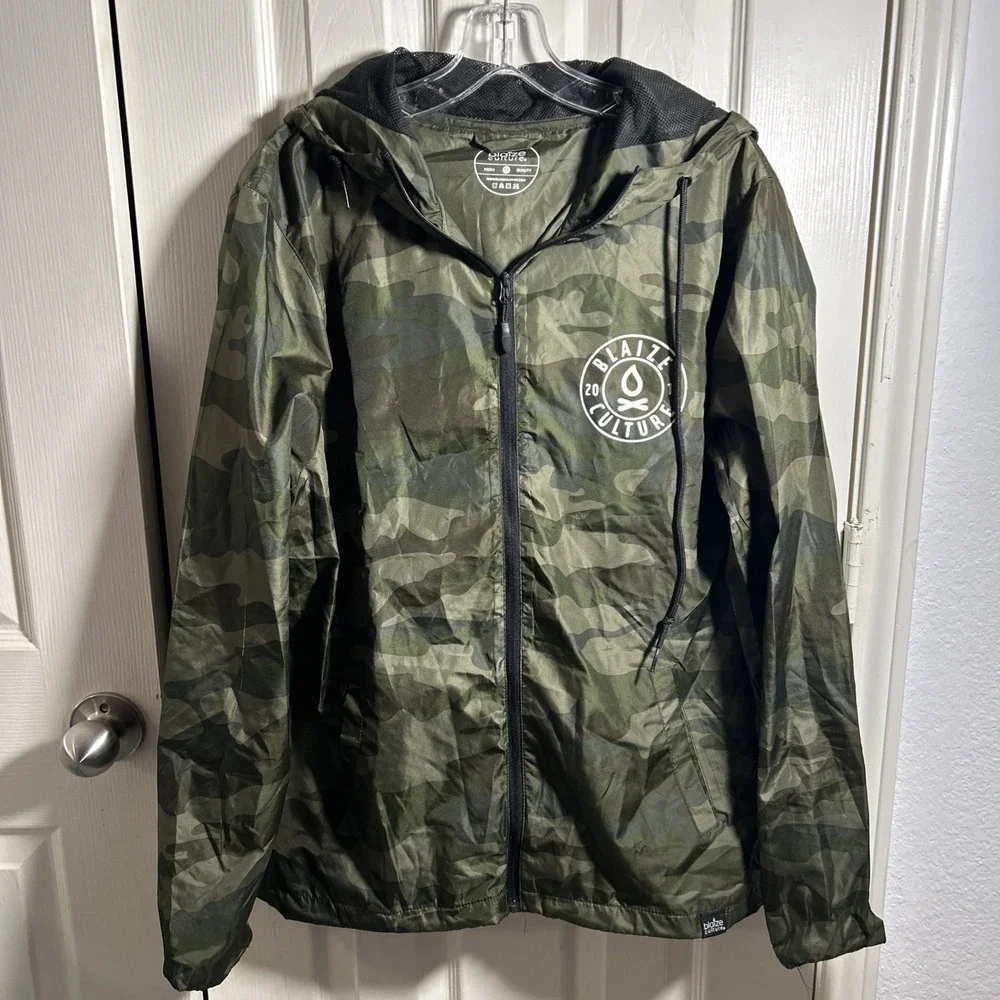 Blaize Culture Mens M Windbreaker Camo Skateboarding Lightweight‎ Full Zip